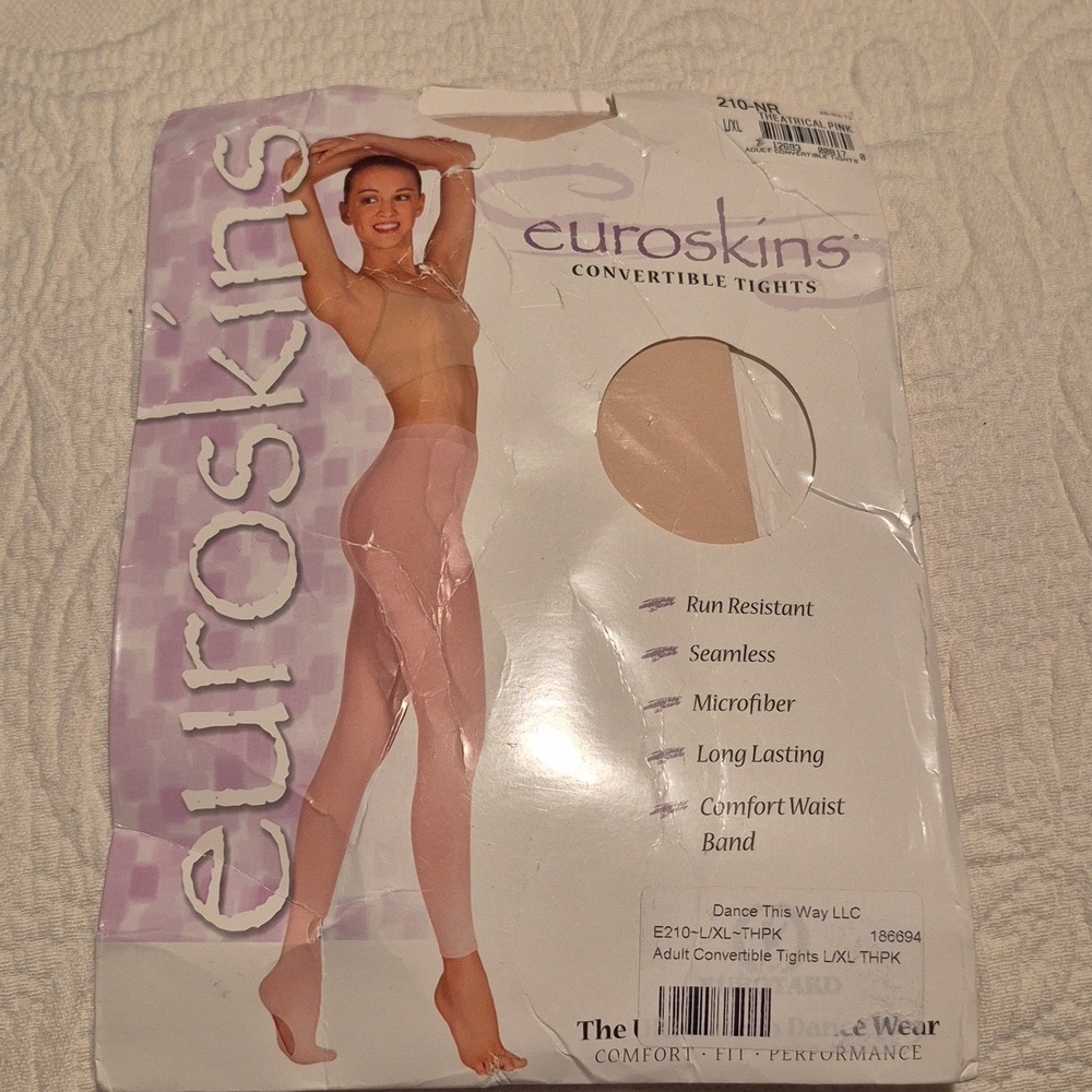 Euroskins Convertible adult dance tights  L/XL Theatrical Pink NEW